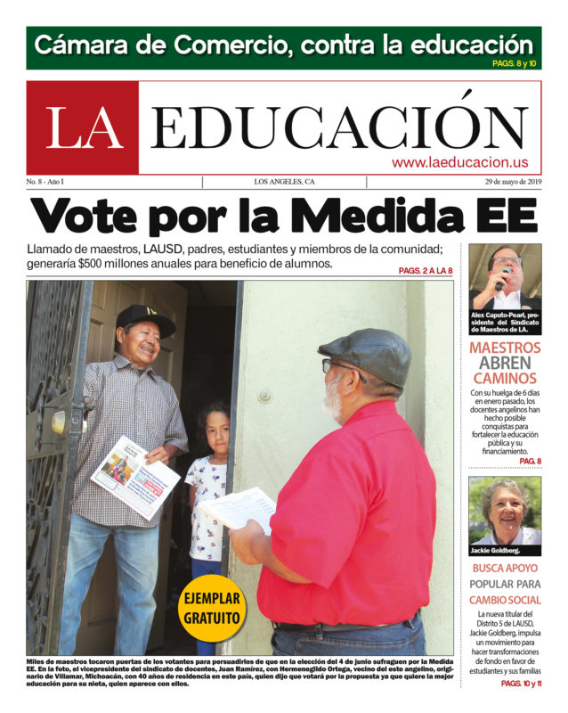 El periódico La Educación brinda amplia información a votantes sobre la Medida EE para pedirles que el 4 de junio la apoyen en las urnas de manera razonada; generaría 500 millones de dólares anuales al distrito escolar