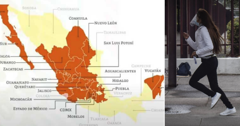MAPA: Nueve entidades se suman a Campeche en Semáforo Amarillo. Una se queda en Rojo, 21 en Naranja