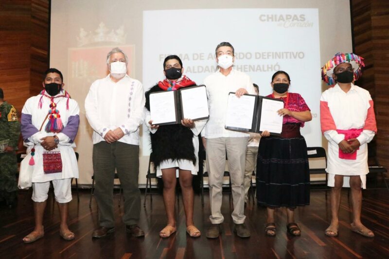 Aldama y Santa Martha, Chiapas, firman convenio que pone fin a conflicto agrario de 45 años