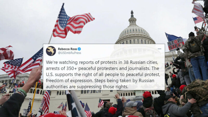 Moscú arremete contra Washington por apoyar protestas no autorizadas en Rusia
