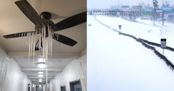 Video: Peceras congeladas y hielo en forma de estactalitas  colgando del ventilador: la tormenta invernal en Texas, en imágenes