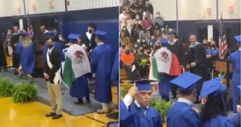 Video: niegan diploma a alumno en Carolina del Norte por portar bandera mexicana
