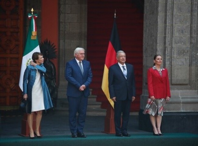 Recibe AMLO al presidente alemán en Palacio Nacional
