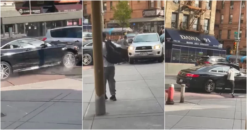 Videos: Sujetos chocan camioneta y se suben a banqueta para robar 20 mil dólares en NY