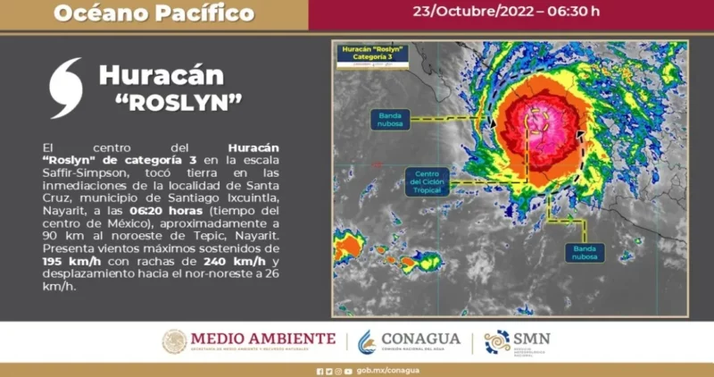 Videos: “Roslyn” toca tierra como huracán categoría 3 en Nayarit; piden extremar precauciones
