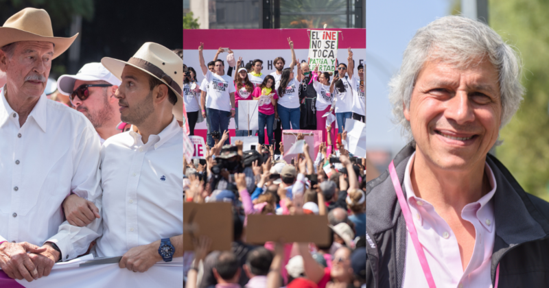 CRÓNICA | Con una figura en el centro, Claudio X.González, la marcha en favor del INE se vuelca contra AMLO, acusado de “dictador” y lo llenan de improperios