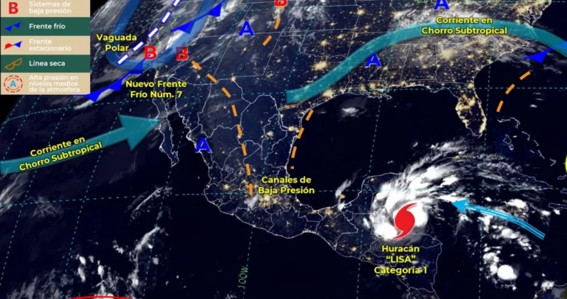 “Lisa” se convierte en huracán categoría 1; dejará lluvias al sureste de México: SMN